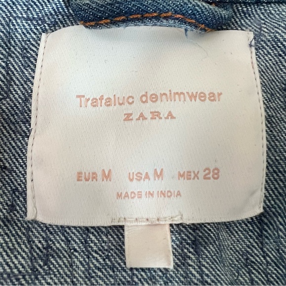ZARA | Blue beaded distressed dressy spring summer denim rare jean jacket coat - Picture 8 of 16